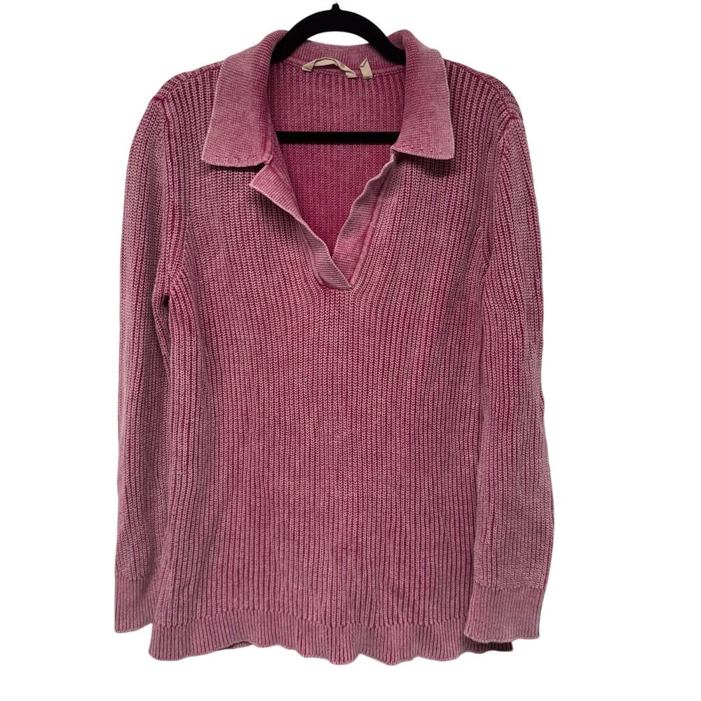 Soft Surroundings Womens Wilde Fiery Fuchsia Pink V Neck Sweater Size Medium